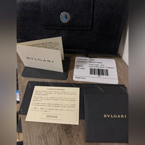 BVLGARI Classico Leather Long Bifold Wallet Black 2CA0673 Snap Closure